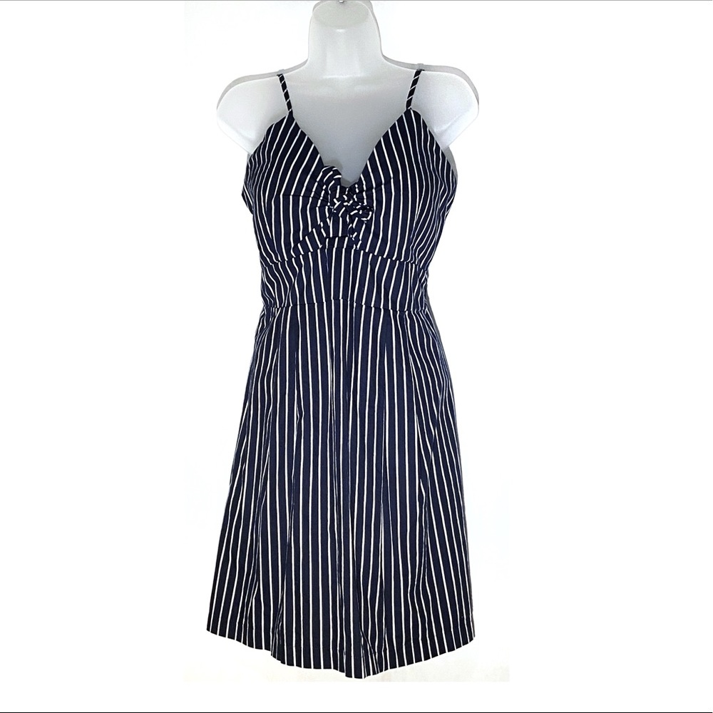 Blue Pinstripe Summer Dress Spring Dress Adjustable tie at chest. Size XL